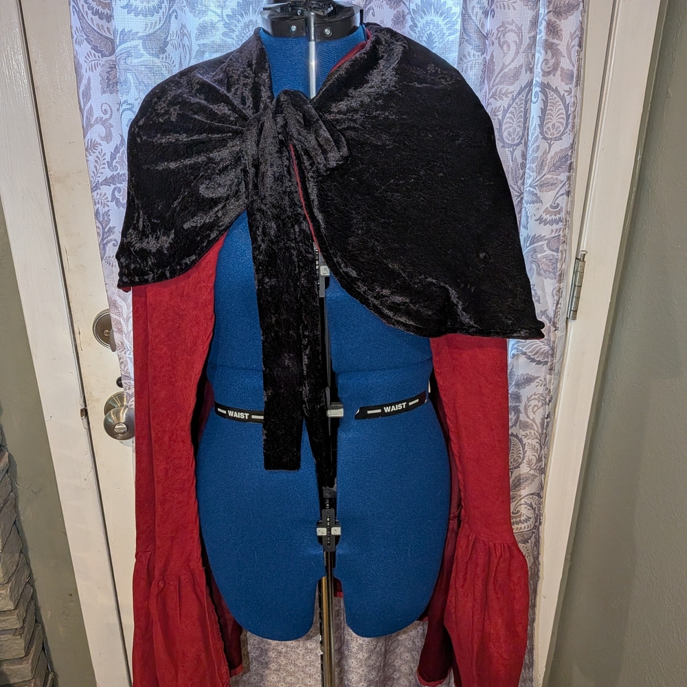 Elegant Handmade Black and Red Women's Cape